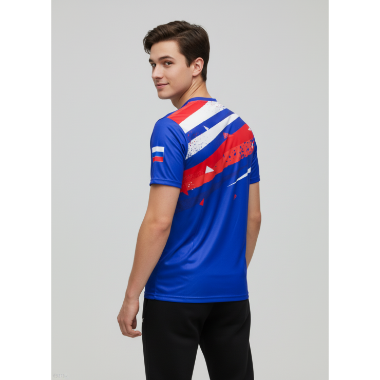 Футболка RAY (Men) принт RUS синий фото 2