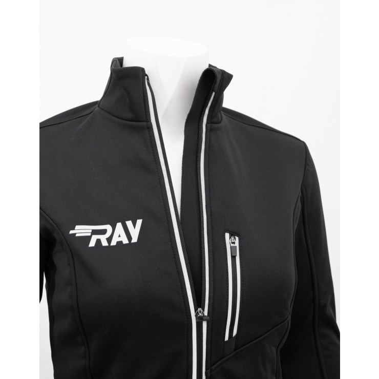 Куртка разминочная RAY WS модель NEO (Women) на флисе,  черная, молния с/о фото 5