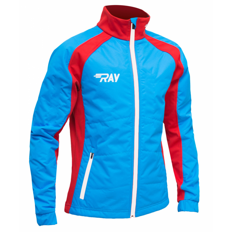 Куртка утеплённая туристическая  RAY  WS модель OUTDOOR (Kids) голубой/красный белая молния фото 1