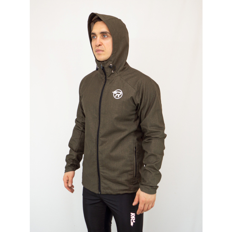 Ветровка RAY Sprint (Men) хаки, черная молния, белый лого фото 5
