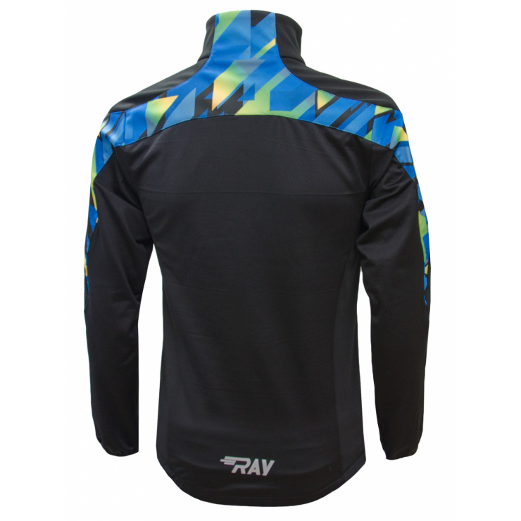 Куртка разминочная RAY WS модель PRO RACE (Men) принт Призма черный/голубой фото 2