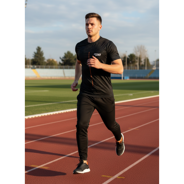 Футболка RAY (Men) принт линия чёрный/оранжевый фото 3