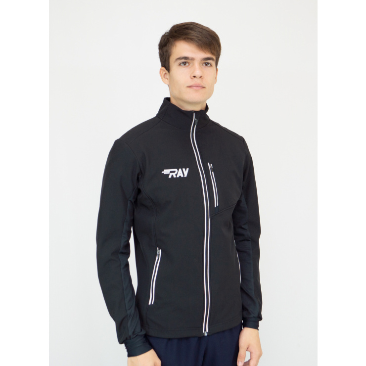 Куртка разминочная RAY WS модель NEO (MEN) на флисе, черная, молния с/о фото 1