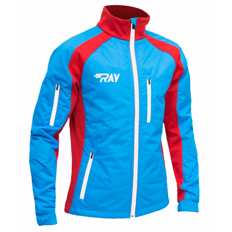 Куртка утеплённая туристическая  RAY  WS модель OUTDOOR (UNI) голубой/красный белая молния фото 1