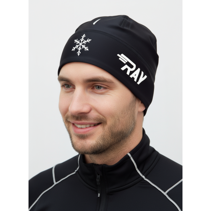 Шапочка RAY модель RACE материал термо-бифлекс, черный/белый лого фото 2