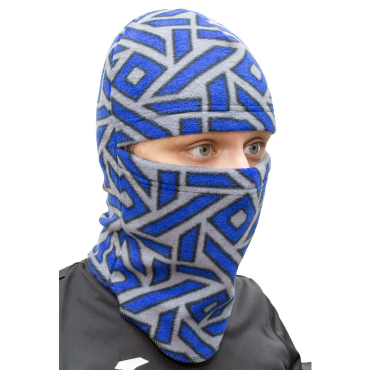 Маска ветрозащитная (шлем) флис цветной серый/синий фото 2