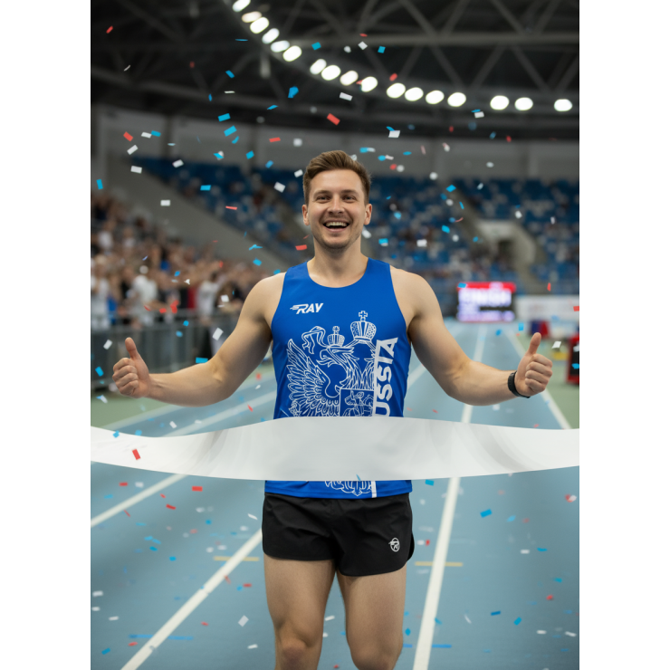 Майка спортивная RAY (Men) принт "Russia-eagle.Синяя" фото 3