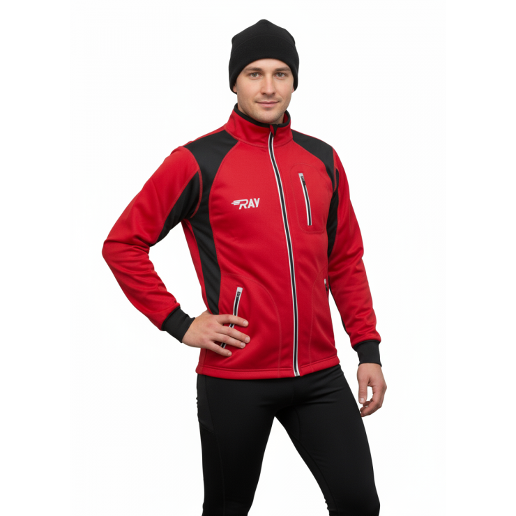 Куртка разминочная RAY WS модель STAR (UNI) красный/черный красный шов фото 2