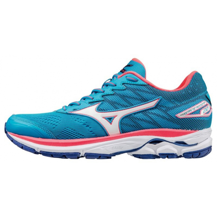 Кроссовки MIZUNO WAVE RIDER 20 (W), голубой/белый/розовый  фото 1