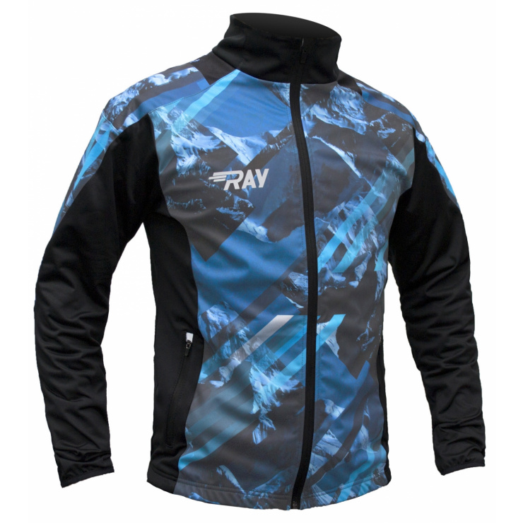 Куртка разминочная RAY WS модель PRO RACE (Men) принт, голубой/черный  фото 1