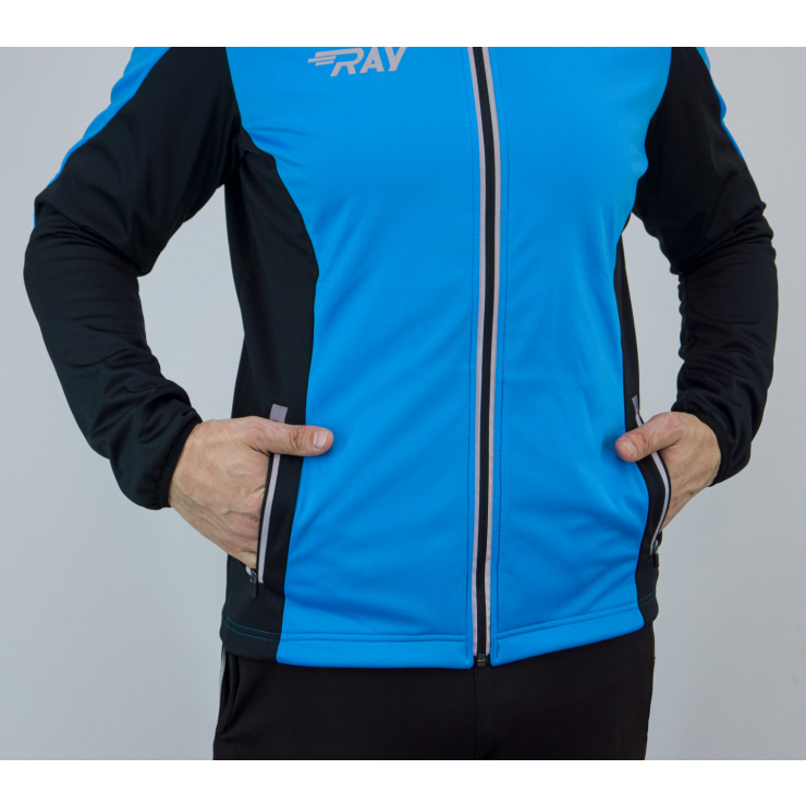 Куртка разминочная RAY WS модель RACE (UNI) голубой/черный  фото 5