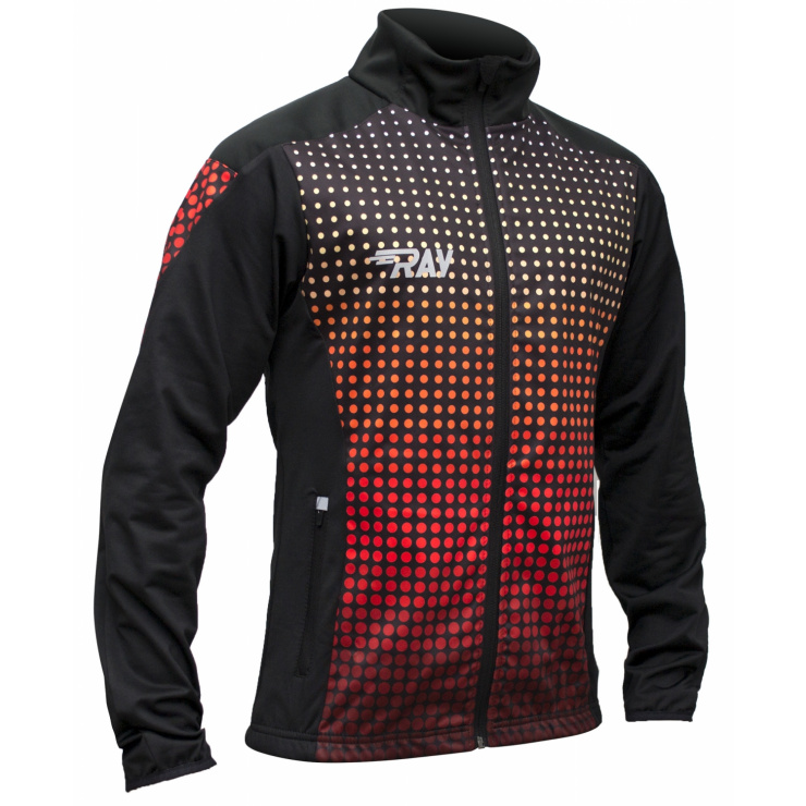 Куртка разминочная RAY WS модель PRO RACE (Men) принт черный/красный  фото 1