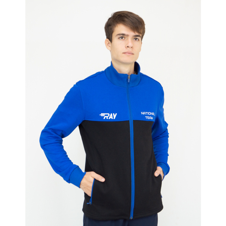 Толстовка RAY (Men) футер 3-х нитка, черный/василек фото 2
