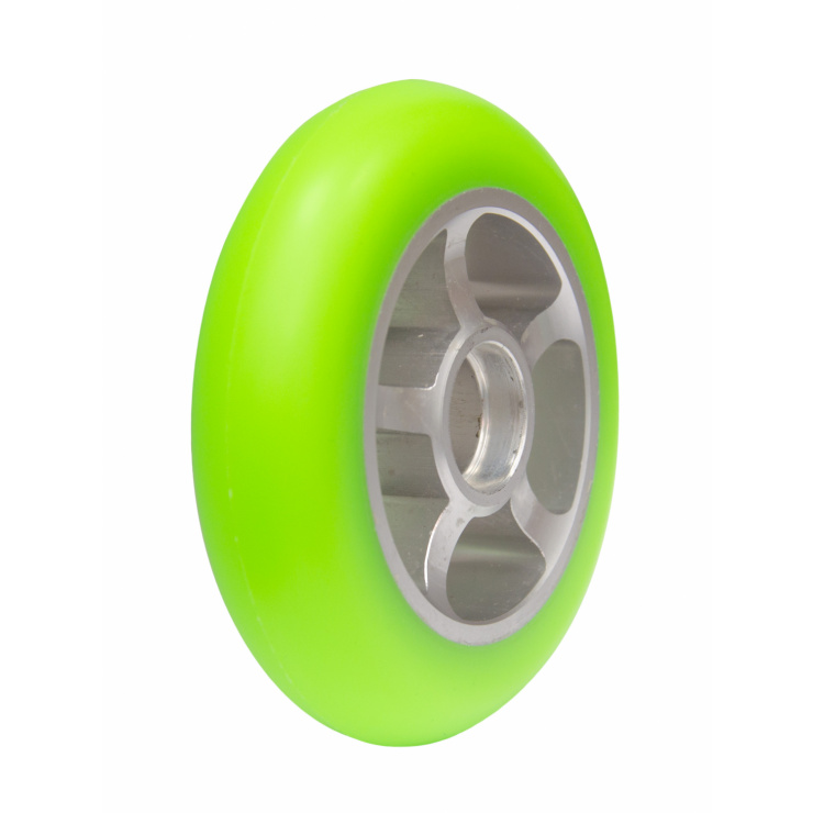Колесо для коньковых лыжероллеров полиуретан, зеленый 100х24мм., средняя скорость фото 1