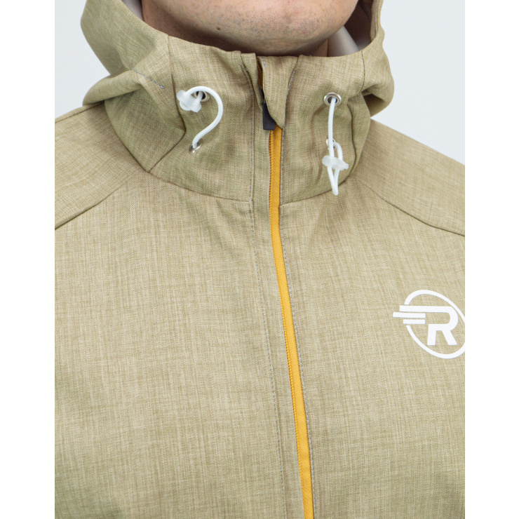 Ветровка RAY Sprint (Men) светлый хаки, горчичная молния, белый лого фото 3