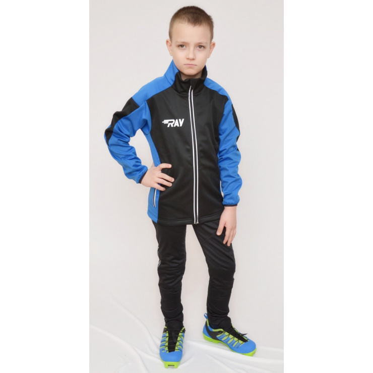 Куртка разминочная RAY WS модель RACE (Kids) черный/синий фото 2