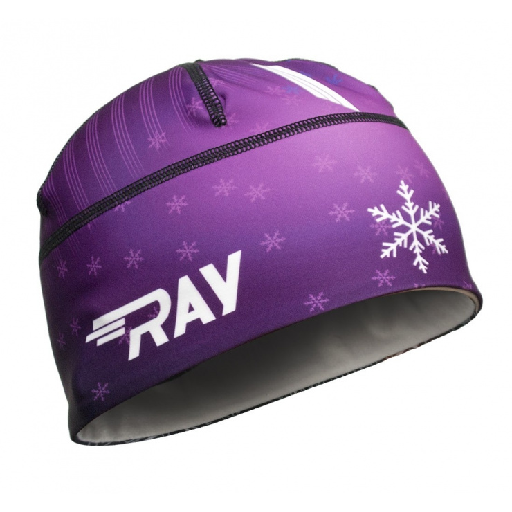 Шапочка RAY модель RACE материал флис снежинка фиолетовый, принт фото 1
