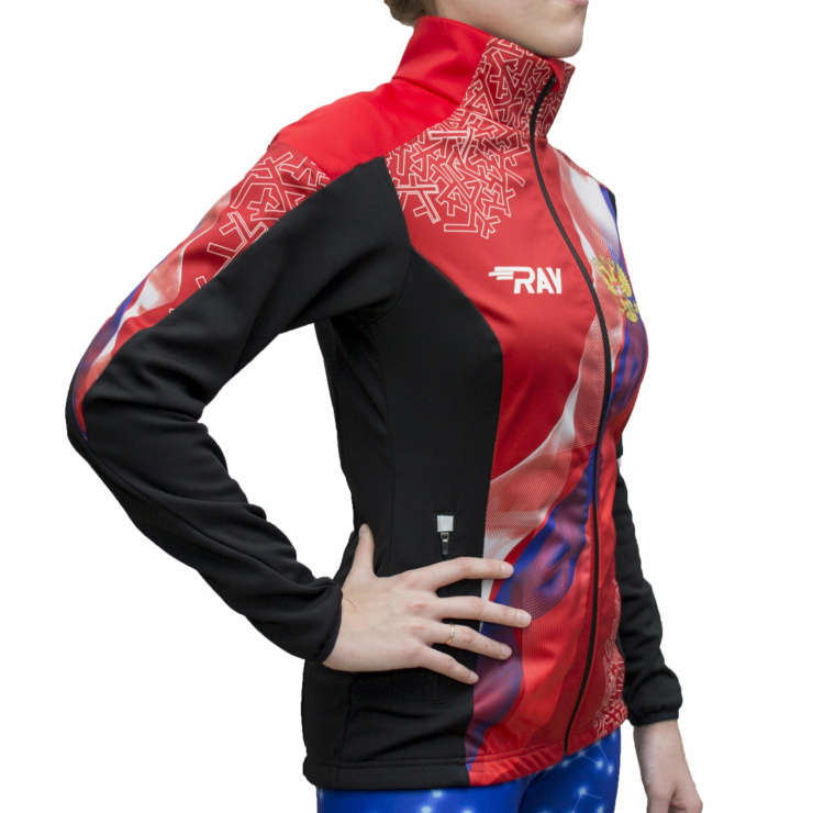 Куртка разминочная RAY WS модель PRO RACE (Woman) принт красный флаг РФ фото 3