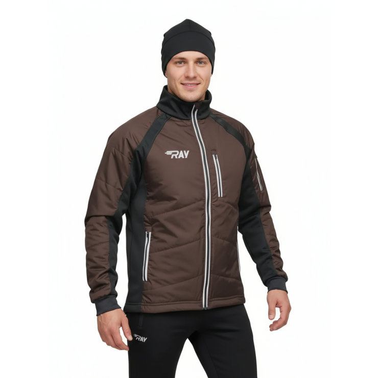 Куртка утеплённая туристическая  RAY  WS модель OUTDOOR (UNI) шоколад/чёрный, с/о фото 1