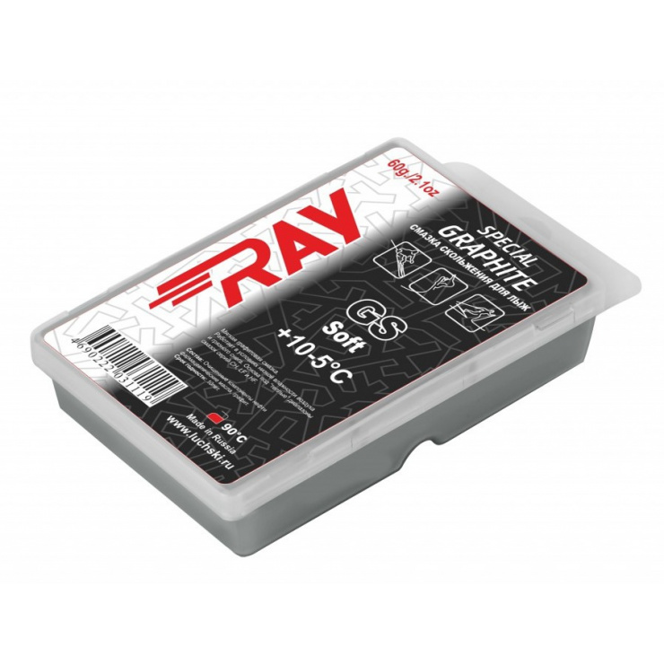 Парафин RAY GS +10-5°С смазка скольжения с графитом, без фтора, мягкая (60г) фото 1