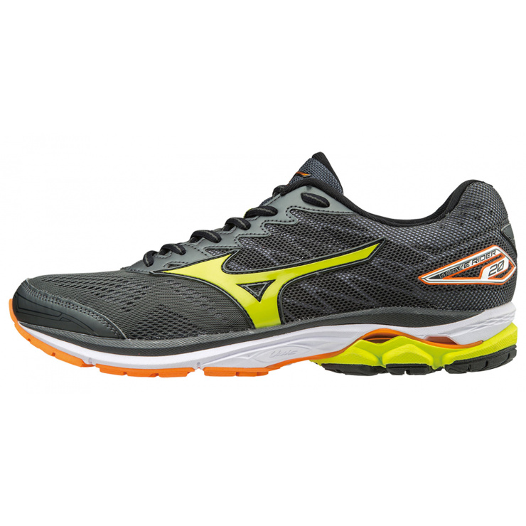 Кроссовки MIZUNO WAVE RIDER 20, т.серый/лайм/оранжевый фото 1