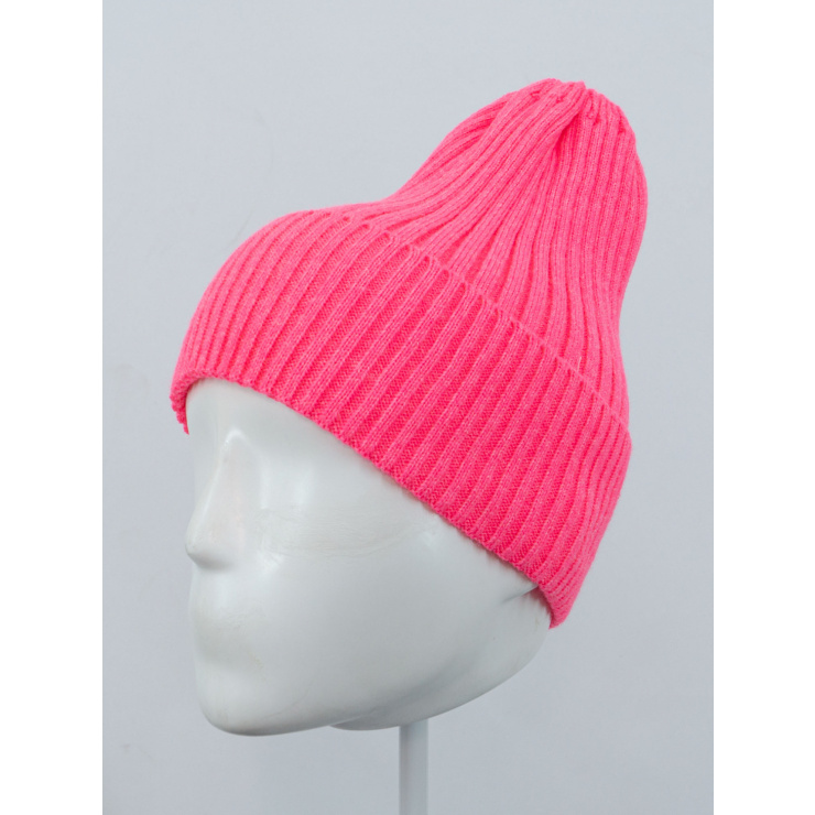 Шапка RAY вязаная с подворотом, коралловый фото 2