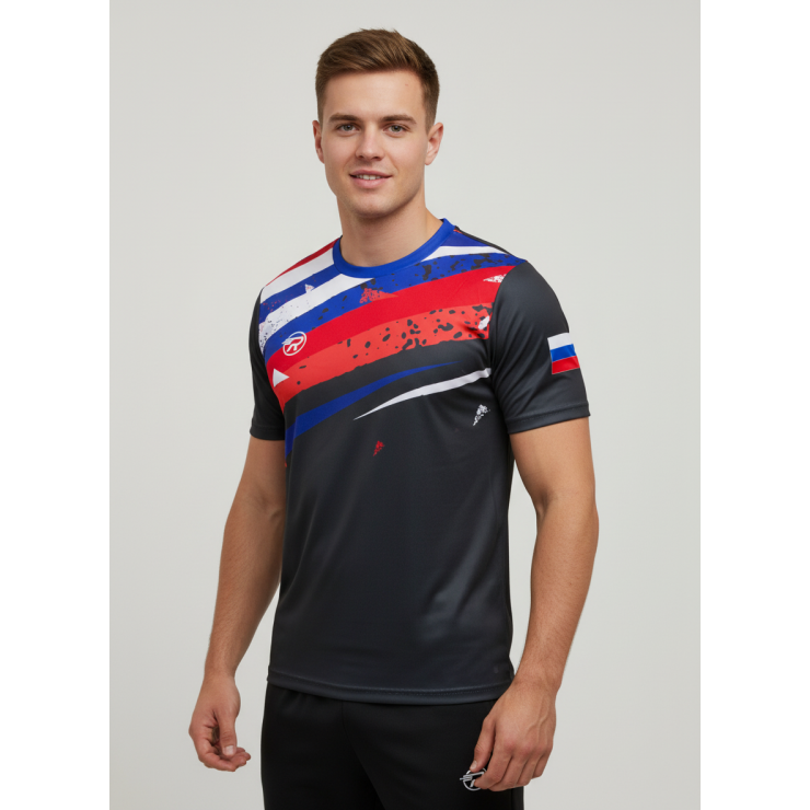 Футболка RAY (Men) принт RUS чёрный фото 1
