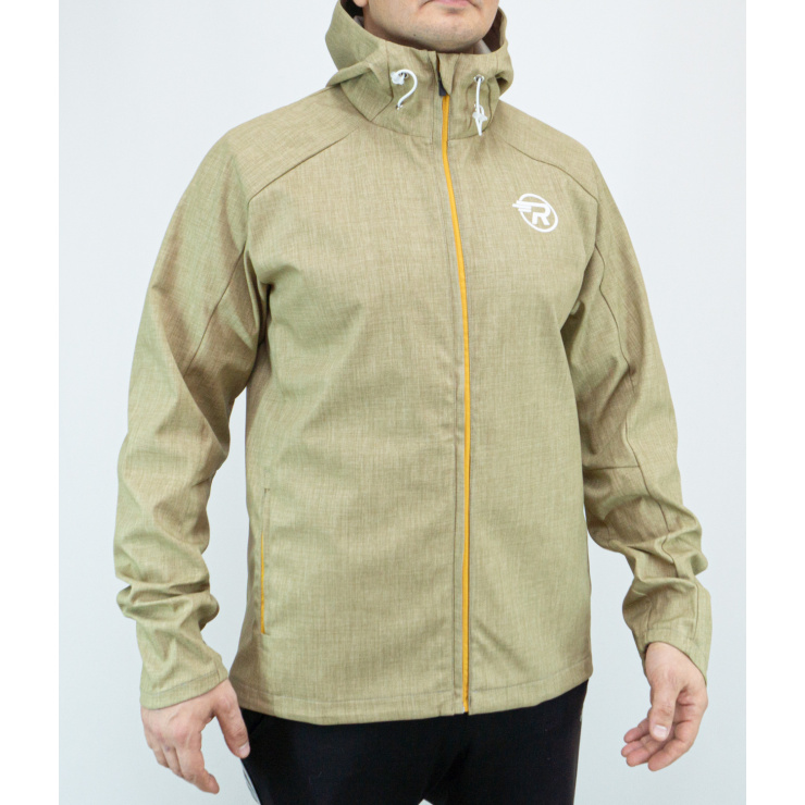 Ветровка RAY Sprint (Men) светлый хаки, горчичная молния, белый лого фото 2