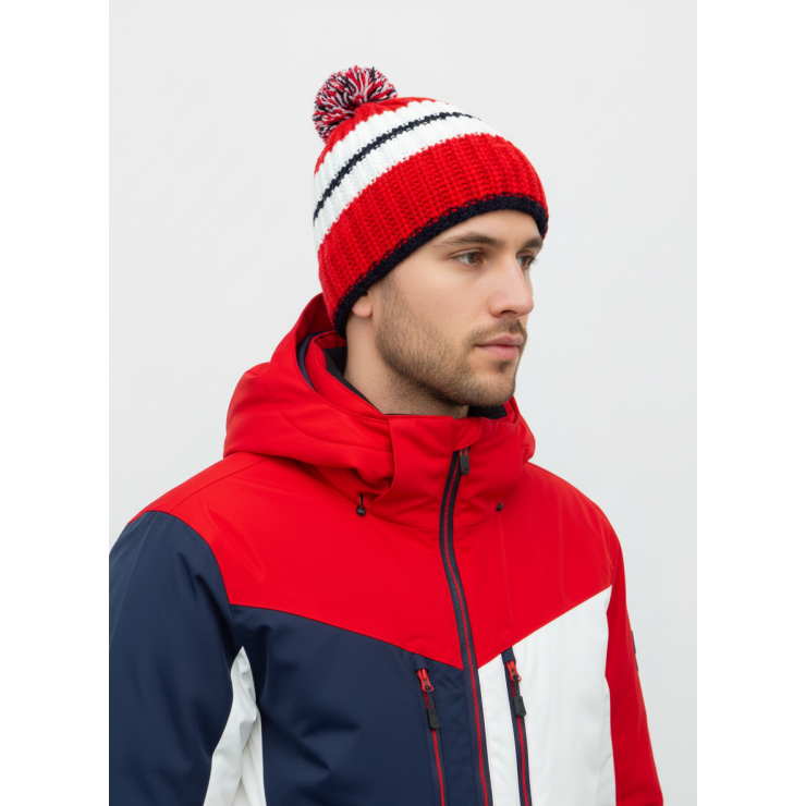 Шапочка RAY вязанная Арктика, красный/темно синий фото 2