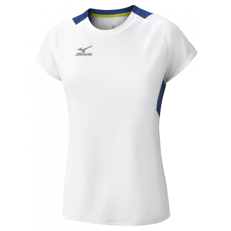 Футболка MIZUNO Women's Trad Tee, белый/синий/желтый фото 1