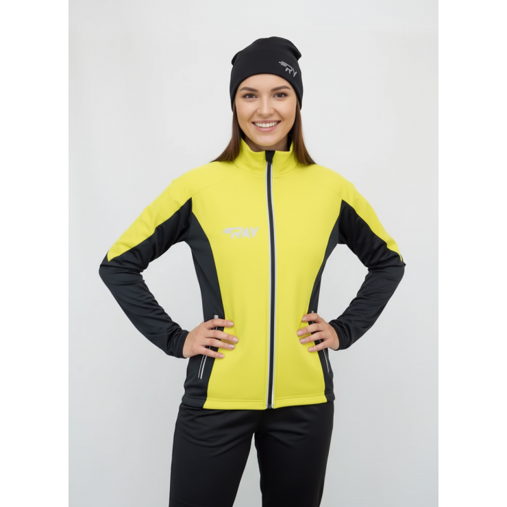 Куртка разминочная RAY WS модель PRO RACE (Women) желтый/черный с/о молния фото 2