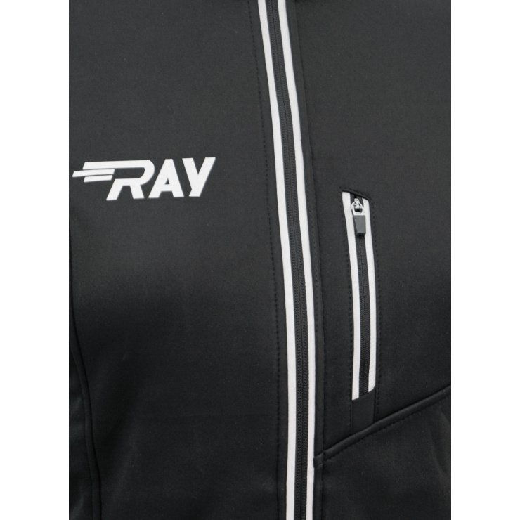 Куртка разминочная RAY WS модель NEO (Women) на флисе,  черная, молния с/о фото 2