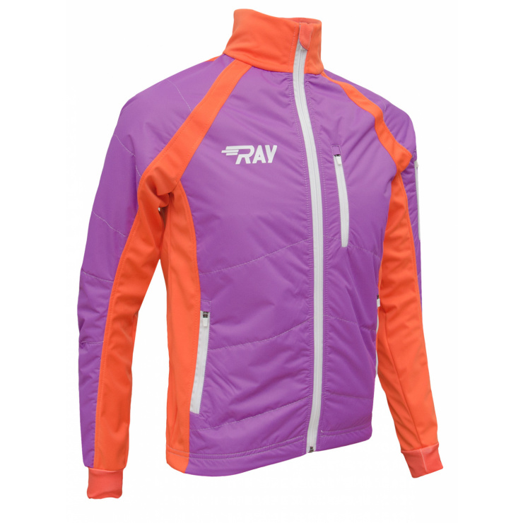 Куртка утеплённая туристическая  RAY  WS модель OUTDOOR (UNI)  фиолет/оранж белая молния белый лого фото 1