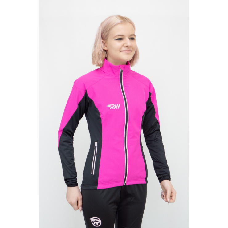 Куртка разминочная RAY WS модель PRO RACE (Women) розовый/черный с/о молния фото 1