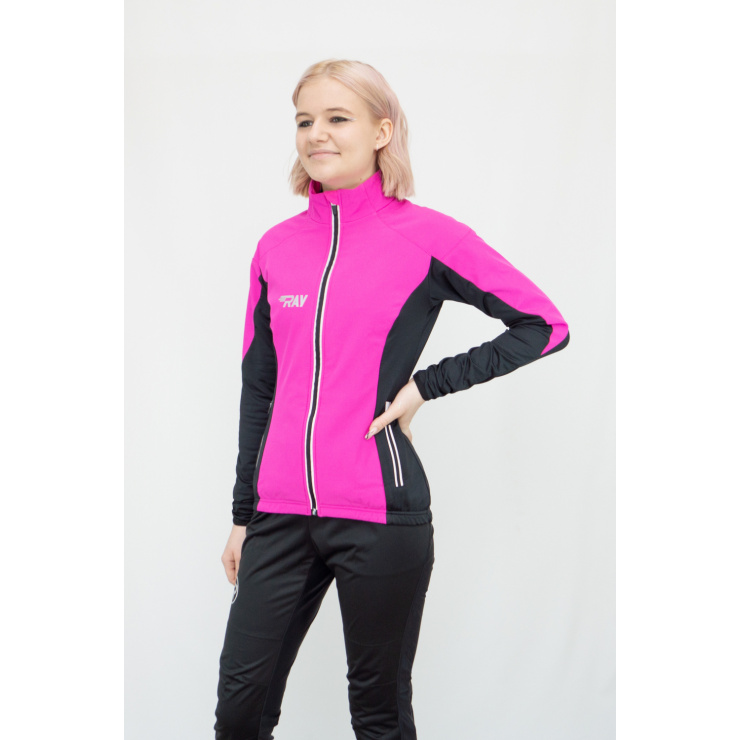 Куртка разминочная RAY WS модель PRO RACE (Women) розовый/черный с/о молния фото 2