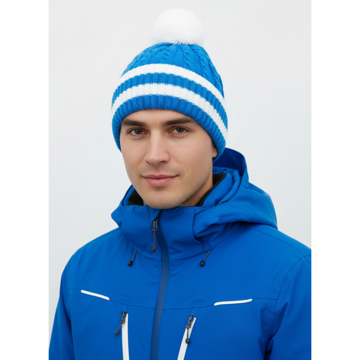 Шапочка RAY Флаг бубон, синий, белый фото 2