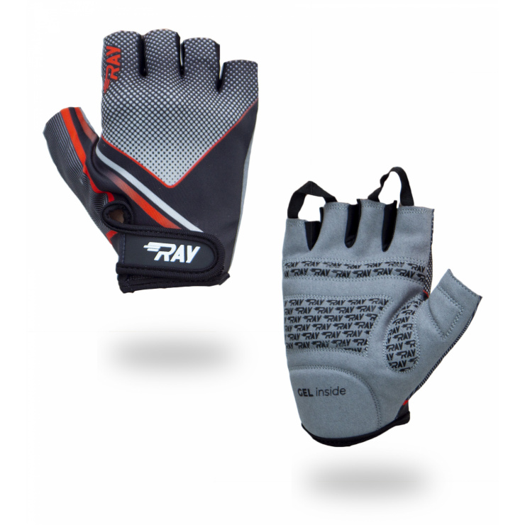 Велосипедные перчатки с короткими пальцами черный/красный/серый фото 3