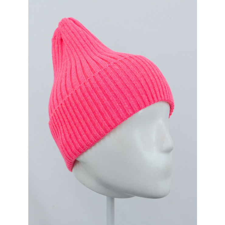 Шапка RAY вязаная с подворотом, коралловый фото 1