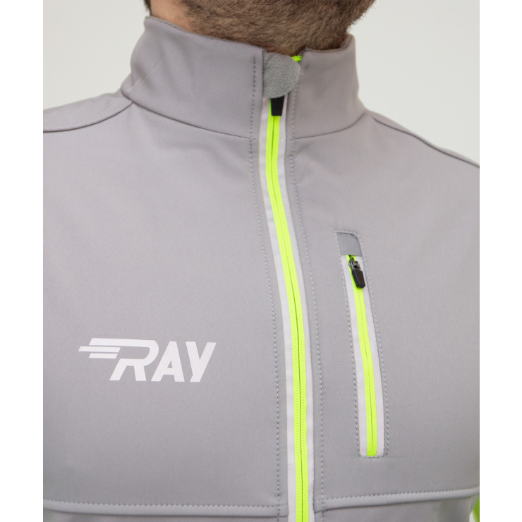 Куртка разминочная RAY WS модель FAVORIT (Men) серый/лимон, молния лимон фото 7