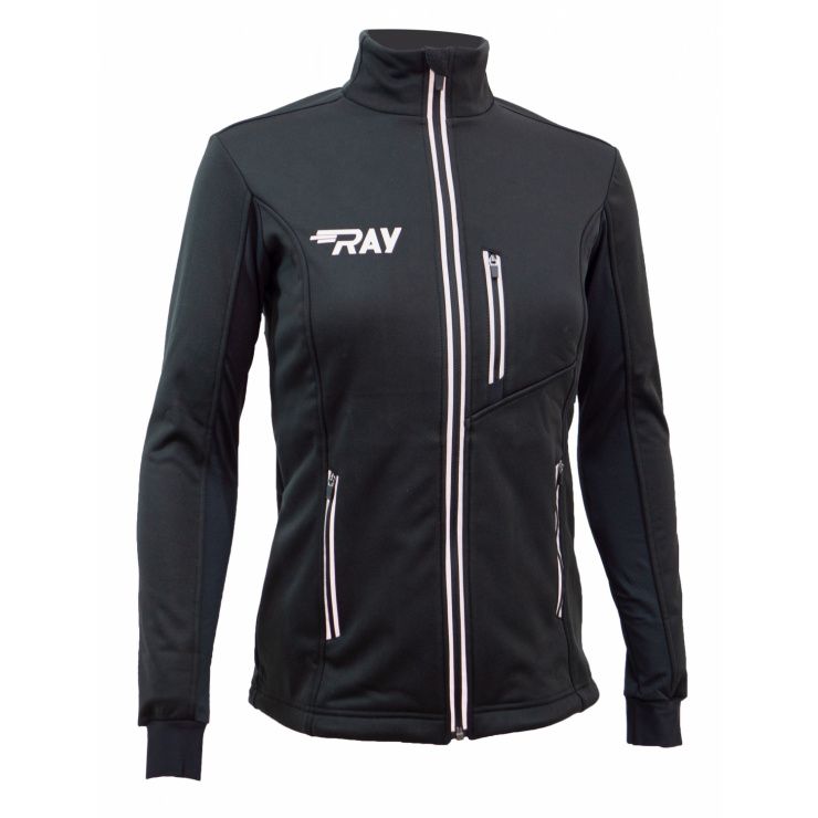 Куртка разминочная RAY WS модель NEO (Women) на флисе,  черная, молния с/о фото 5