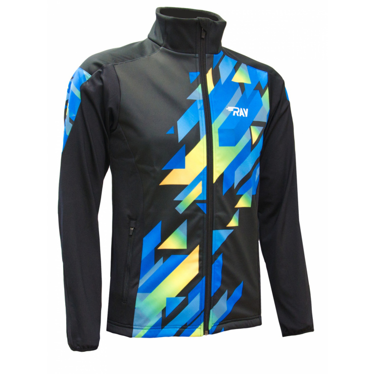 Куртка разминочная RAY WS модель PRO RACE (Men) принт Призма черный/голубой фото 4