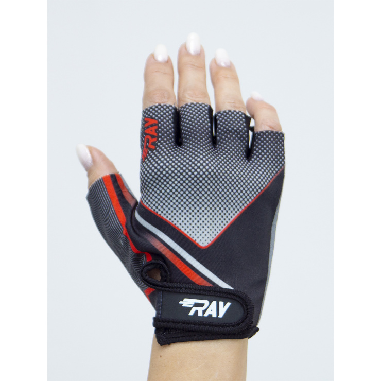 Велосипедные перчатки с короткими пальцами черный/красный/серый фото 2