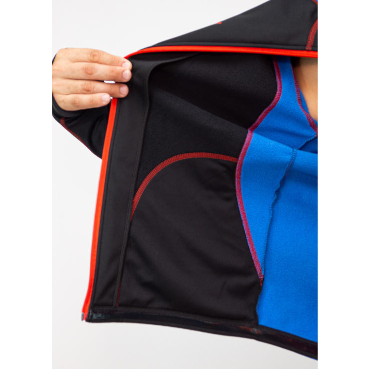 Куртка разминочная RAY WS модель STAR (UNI) черный/синий/красный шов, красная молния фото 7