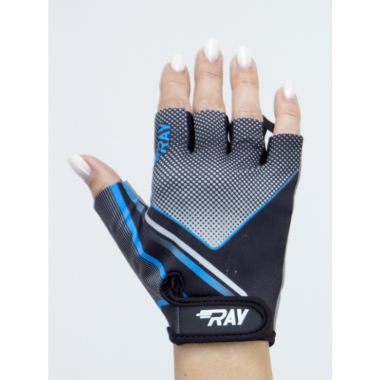 Велосипедные перчатки с короткими пальцами черный/синий/серый фото 2