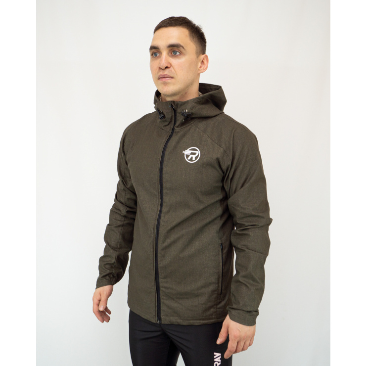 Ветровка RAY Sprint (Men) хаки, черная молния, белый лого фото 1