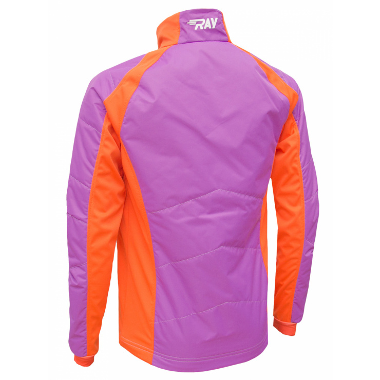 Куртка утеплённая туристическая  RAY  WS модель OUTDOOR (UNI)  фиолет/оранж белая молния белый лого фото 2