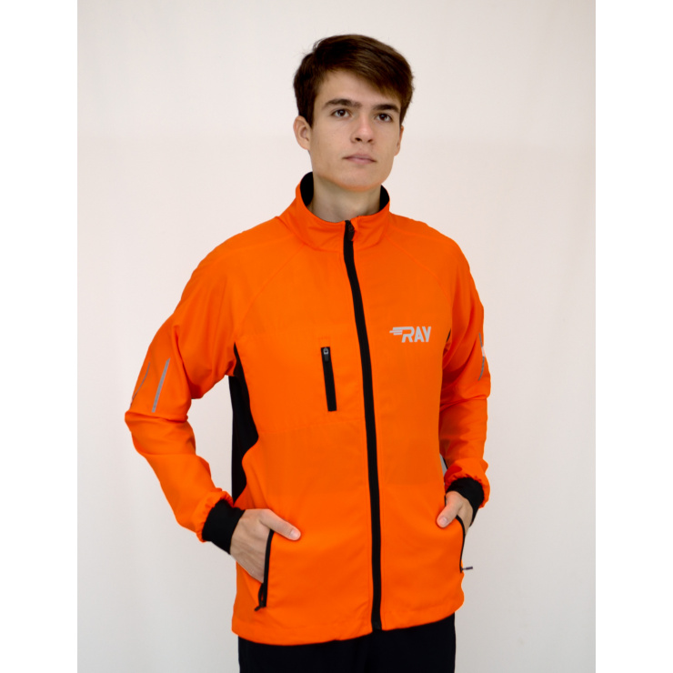 Куртка беговая RAY SPORT (летняя) оранжевый, черная молния фото 2