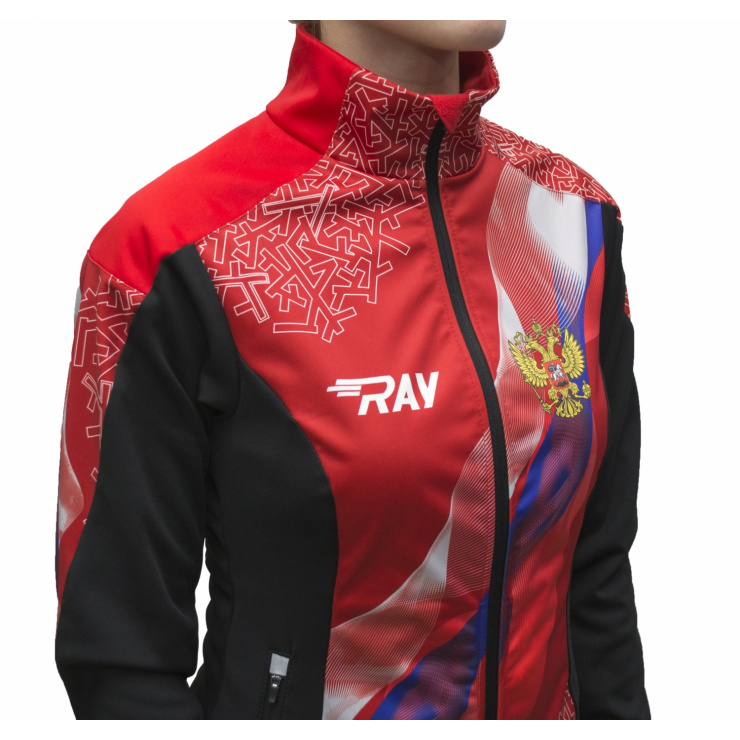 Куртка разминочная RAY WS модель PRO RACE (Woman) принт красный флаг РФ фото 5