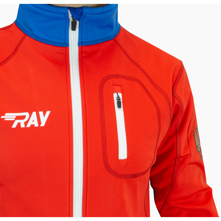 Куртка разминочная RAY WS модель STAR (UNI) красный/синий белая молния  фото 2
