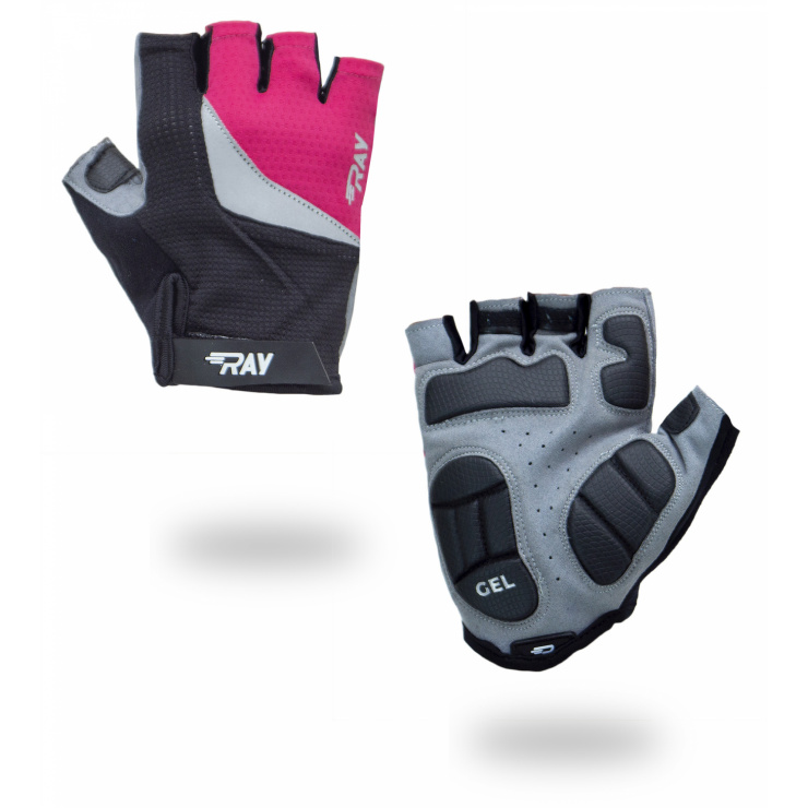 Велосипедные перчатки с короткими пальцами черный/розовый фото 3